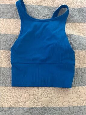 lululemon athletica Bright Blue Ribbed Crop Tank